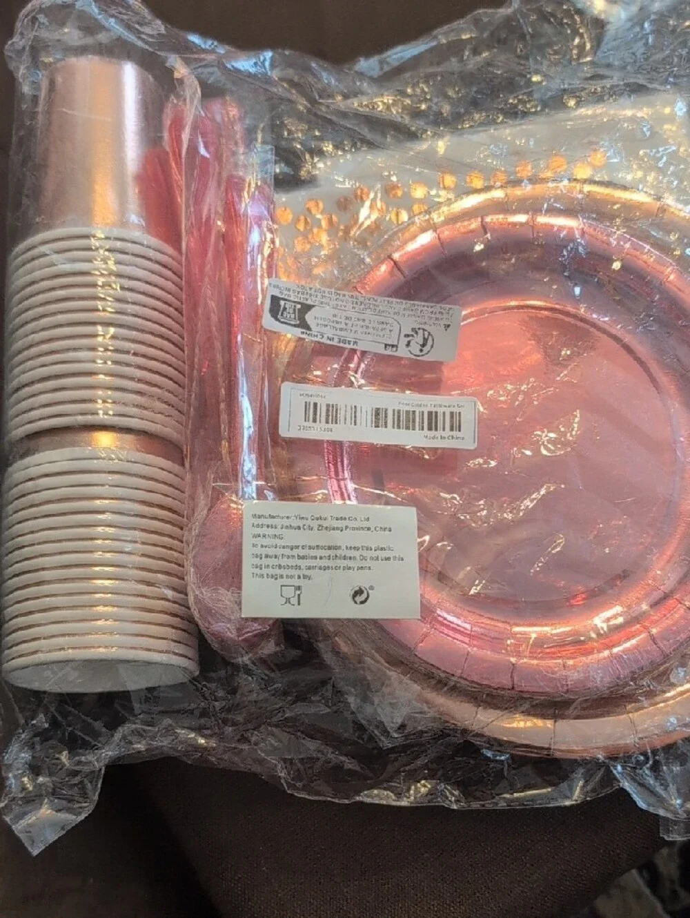 Rose Gold Party Tableware Set - Plates, Cups, Napkins & Utensils